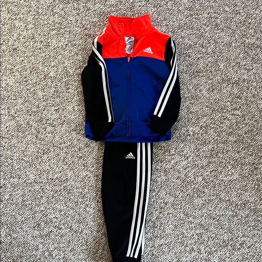 adidas Colorblock Track Jacket & Pants - Red, Blue, Black